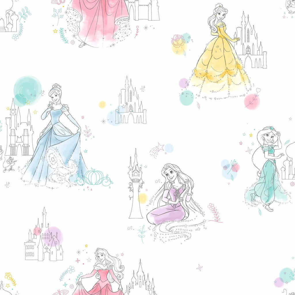 York Disney Princess Pretty Elegant White Wallpaper