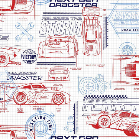 York Disney and Pixar Cars Schematic Red Wallpaper