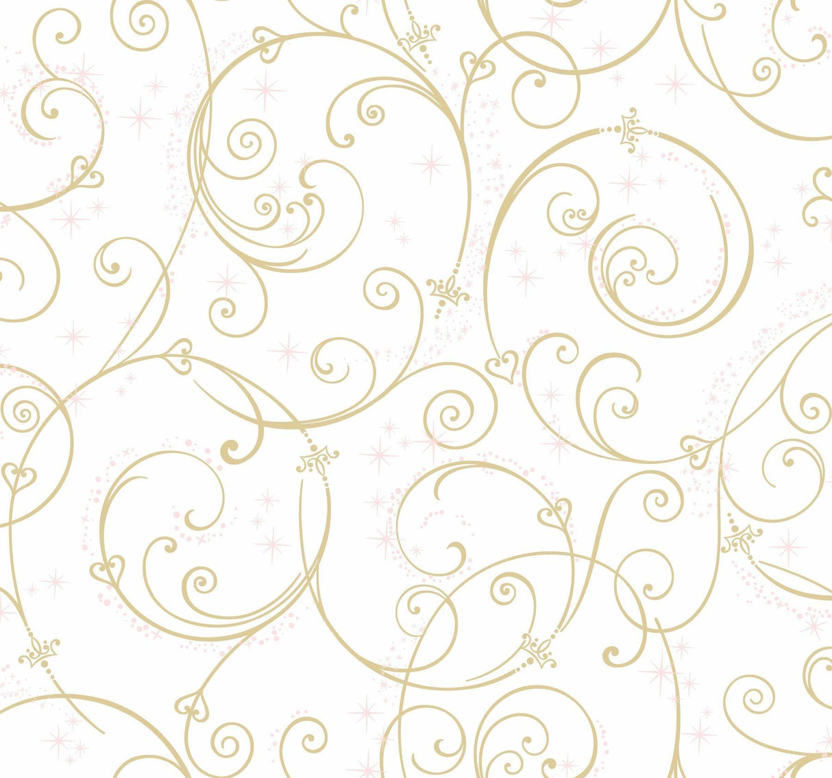 York Disney Princess Perfect Scroll Gold/Glitter Wallpaper