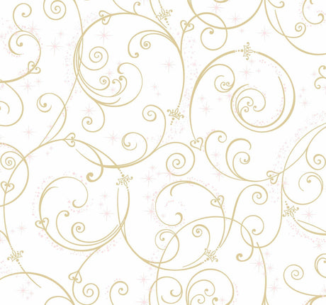 York Disney Princess Perfect Scroll Gold/Glitter Wallpaper