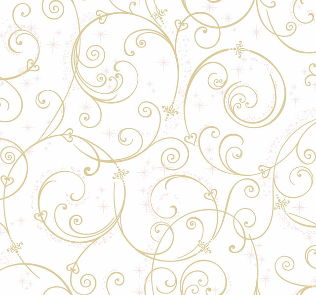 York Disney Princess Perfect Scroll Gold/Glitter Wallpaper