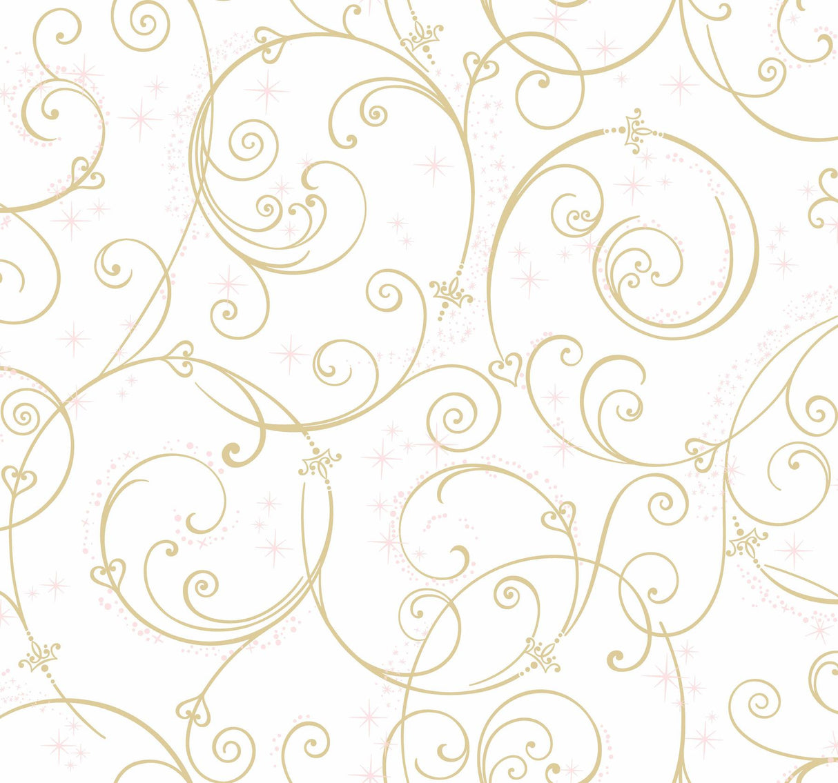 York Disney Princess Perfect Scroll Gold/Glitter Wallpaper