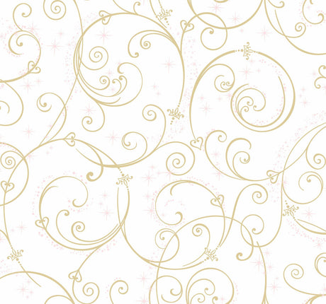 York Disney Princess Perfect Scroll Gold/Glitter Wallpaper