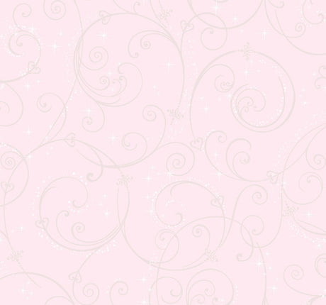 York Disney Princess Perfect Scroll Pink/ Glitter Wallpaper