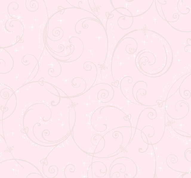York Disney Princess Perfect Scroll Pink/ Glitter Wallpaper
