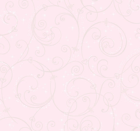York Disney Princess Perfect Scroll Pink/ Glitter Wallpaper