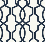 York Hourglass Trellis Navy Wallpaper