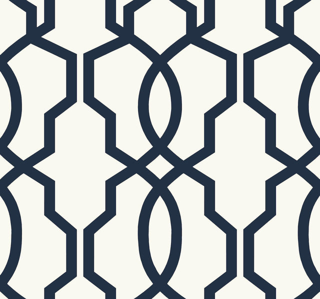 York Hourglass Trellis Navy Wallpaper