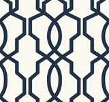 York Hourglass Trellis Navy Wallpaper