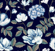 York Morning Garden Navy Wallpaper