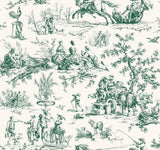 York Seasons Toile Dark Green Wallpaper