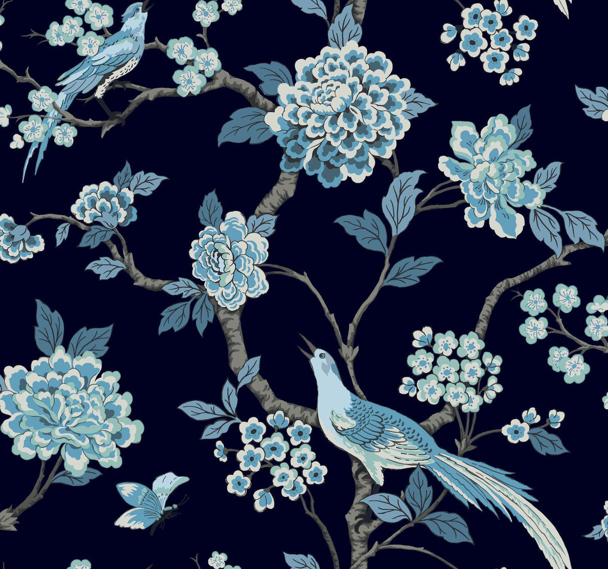 York Fanciful Navy Wallpaper