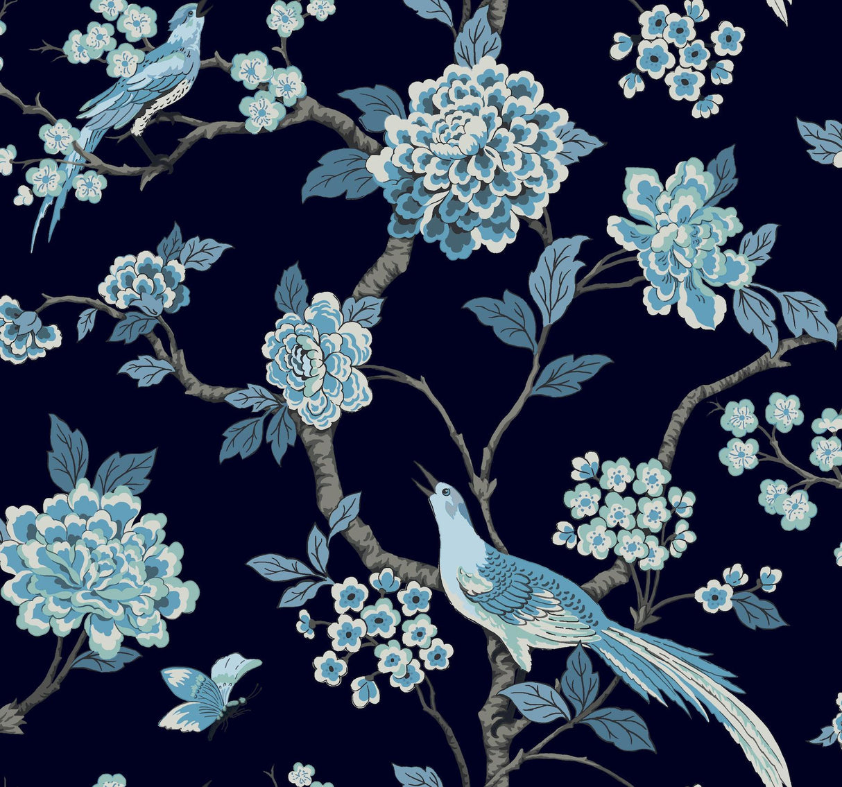 York Fanciful Navy Wallpaper