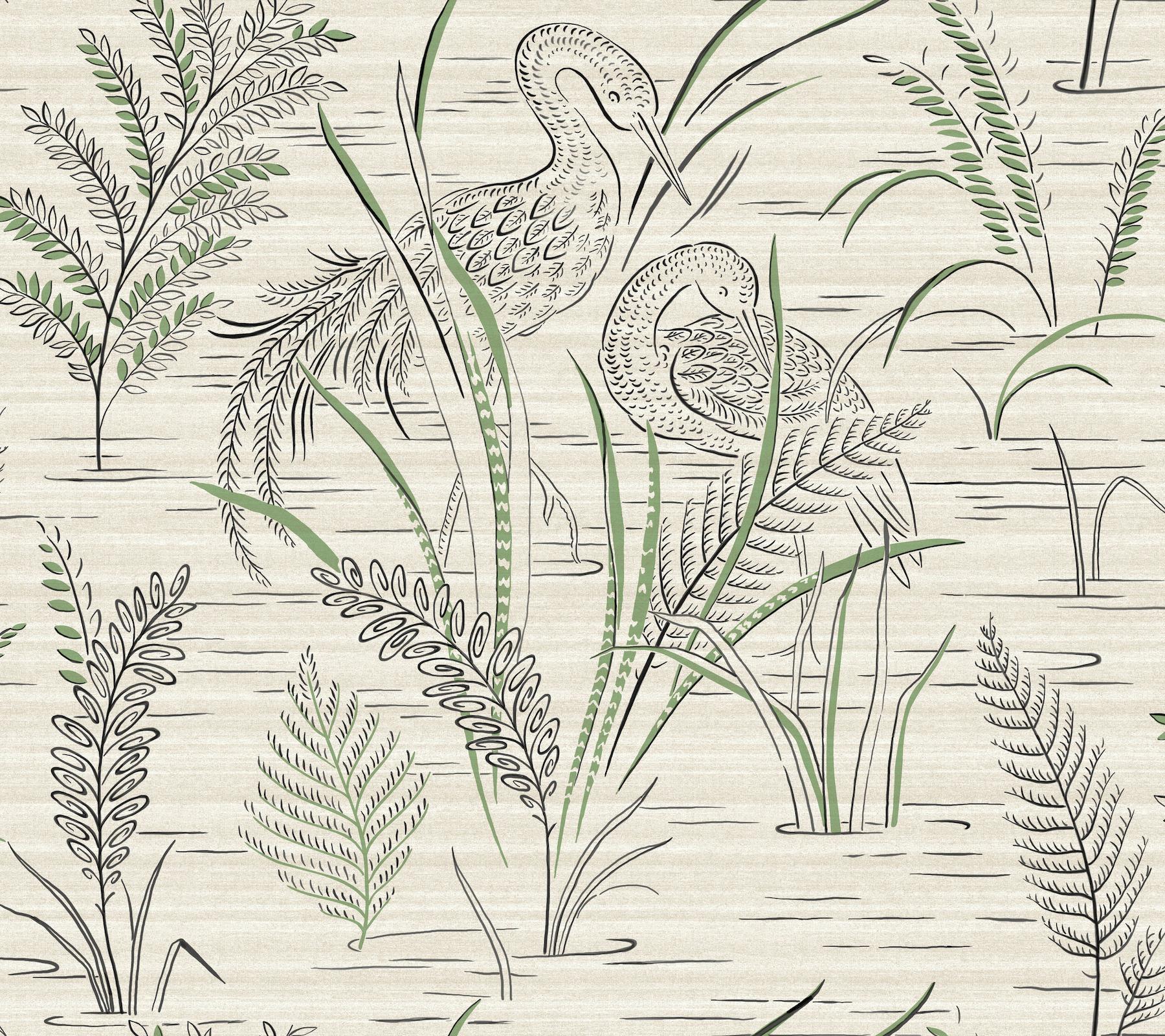 Обои бумажные Fernwater cranes by York