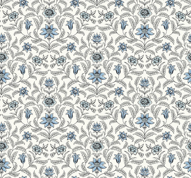 York Vintage Blooms Blue Wallpaper