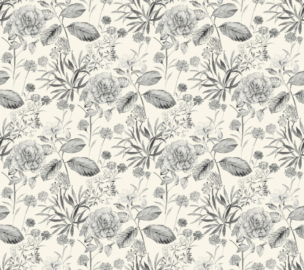 York Midsummer Floral Gray Wallpaper