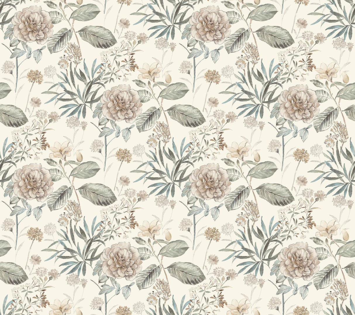 York Midsummer Floral Beige/Green Wallpaper