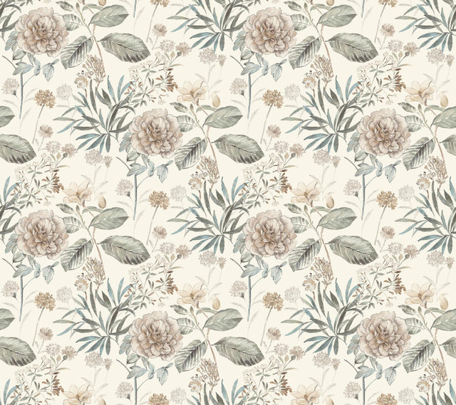 York Midsummer Floral Beige/Green Wallpaper