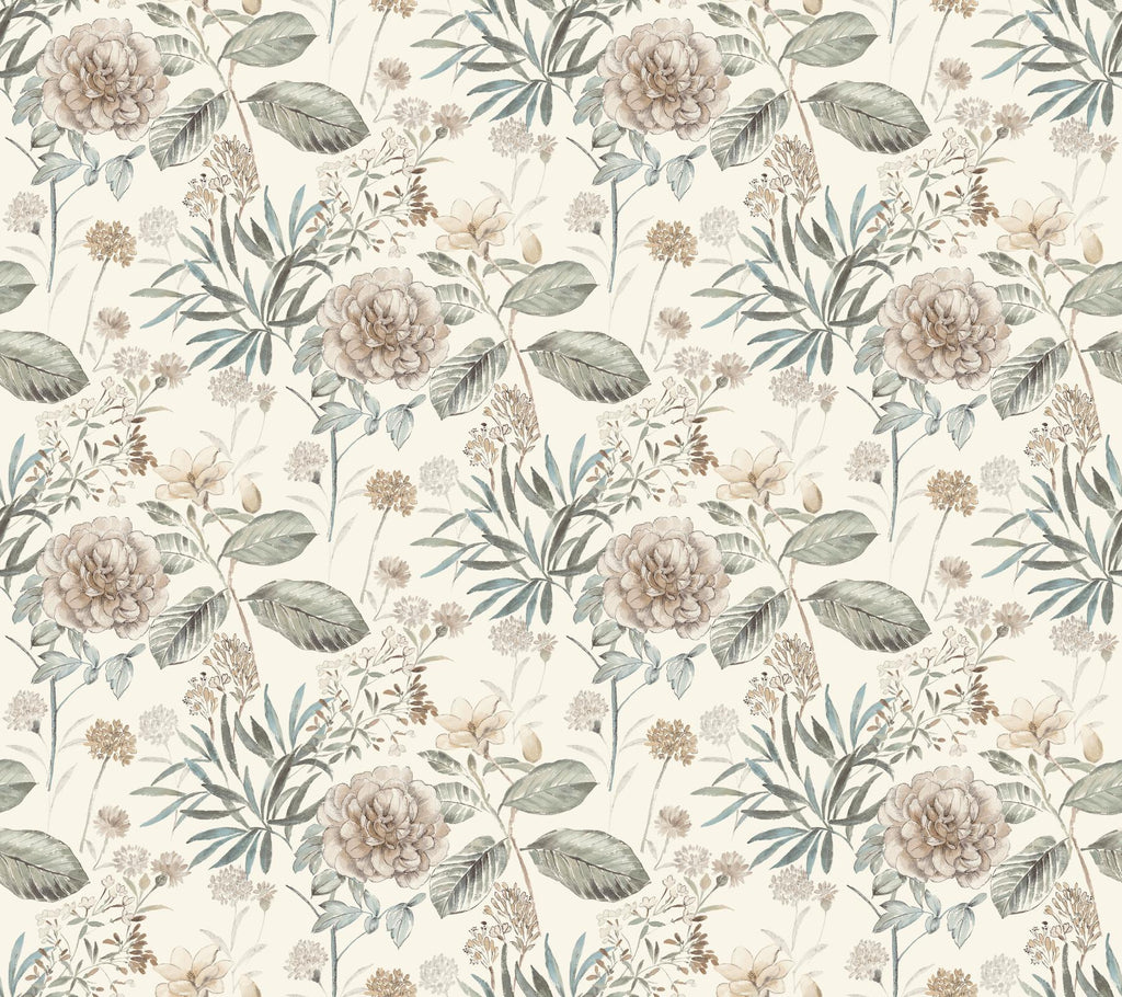 York Midsummer Floral Beige/Green Wallpaper