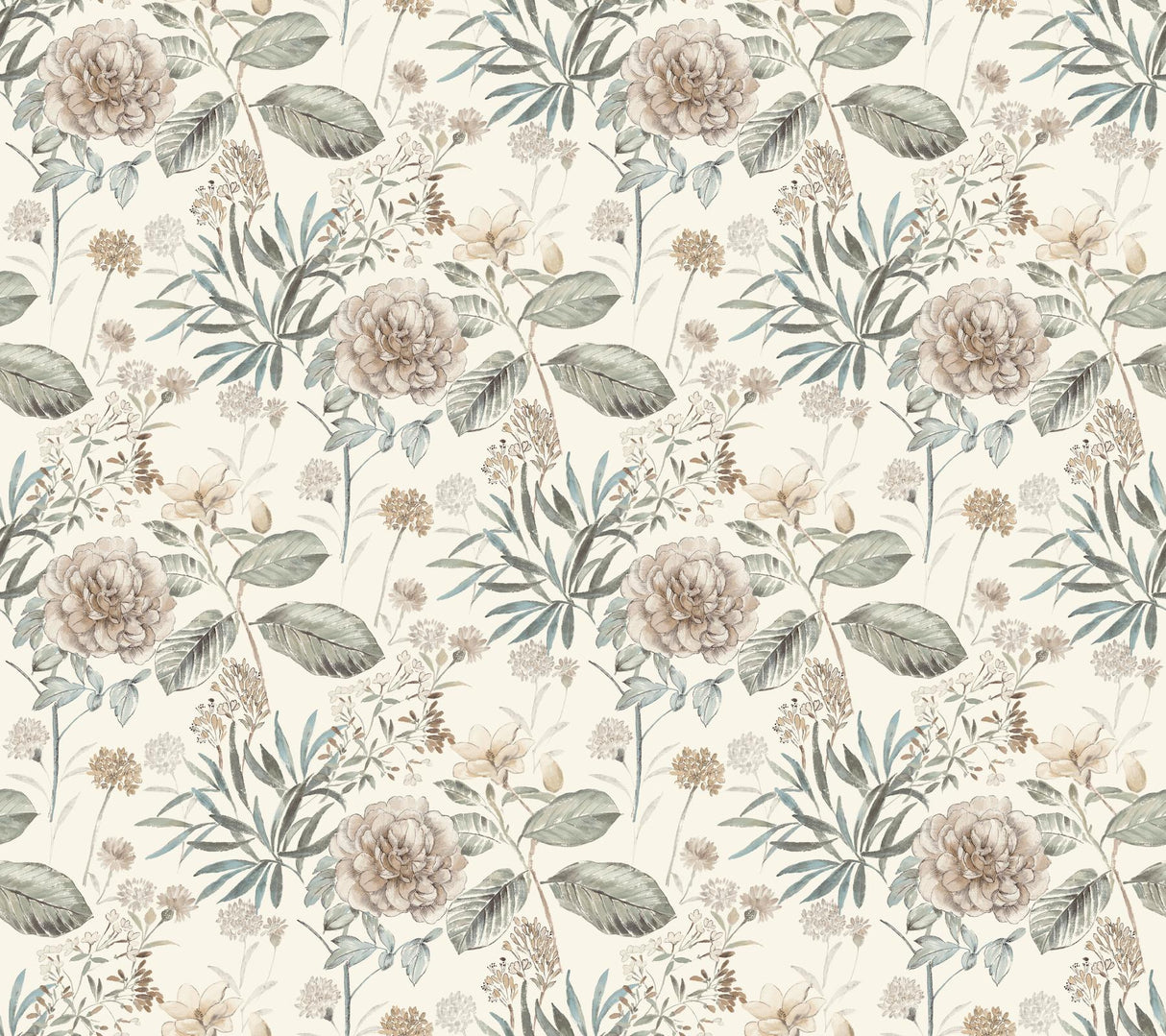 York Midsummer Floral Beige/Green Wallpaper