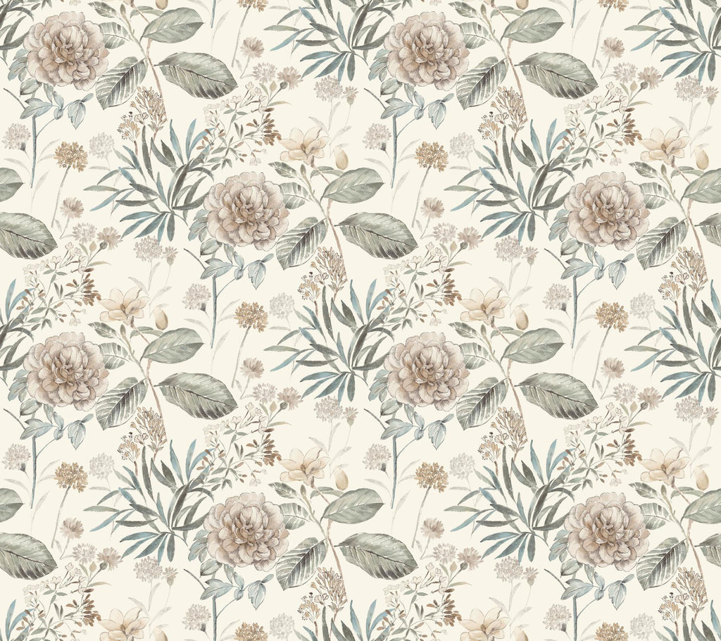 York Midsummer Floral Beige/Green Wallpaper