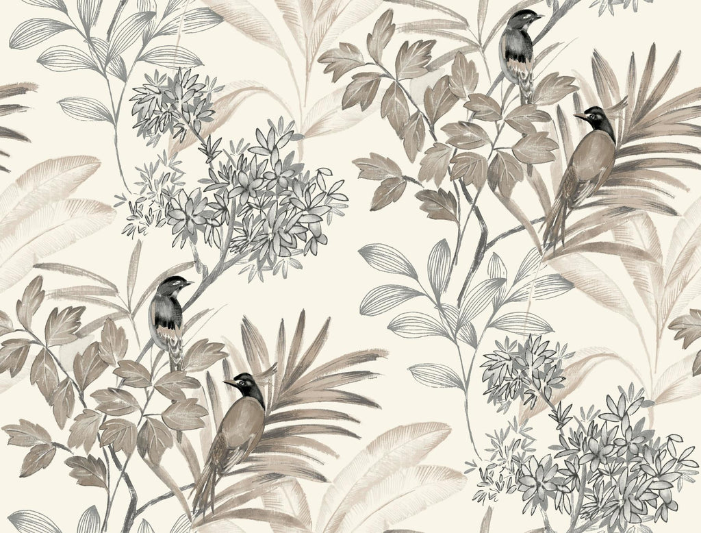 York Handpainted Songbird Gray Wallpaper