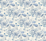 York Midsummer Floral Blue Wallpaper
