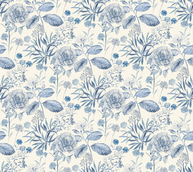 York Midsummer Floral Blue Wallpaper
