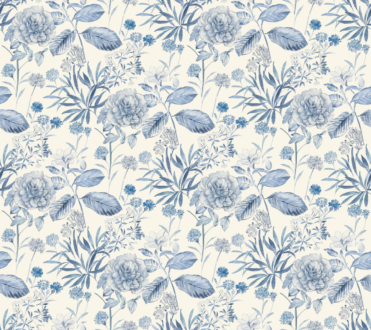 York Midsummer Floral Blue Wallpaper