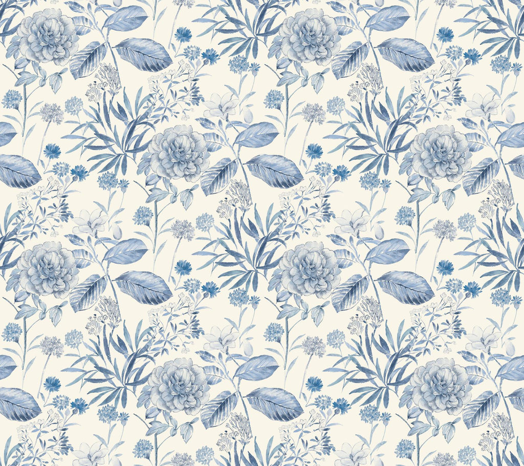 York Midsummer Floral Blue Wallpaper