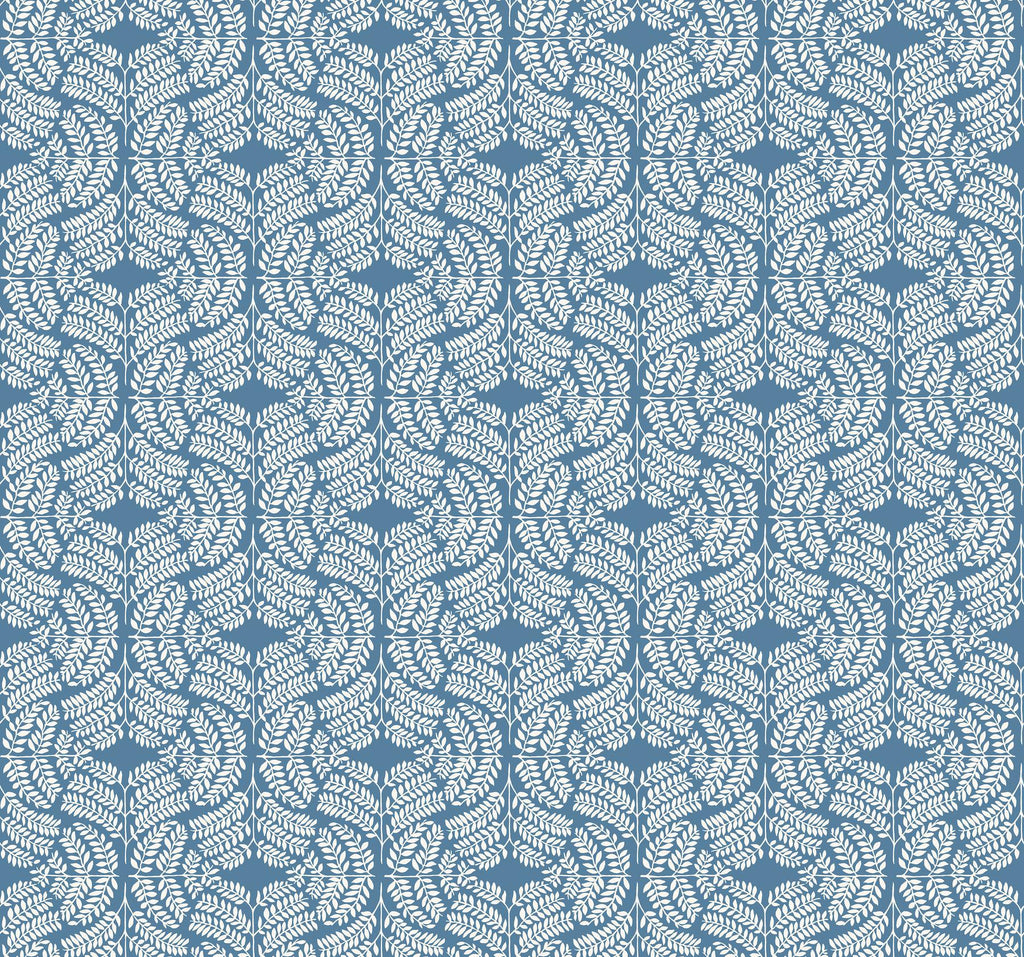 York Fern Tile Blue Wallpaper