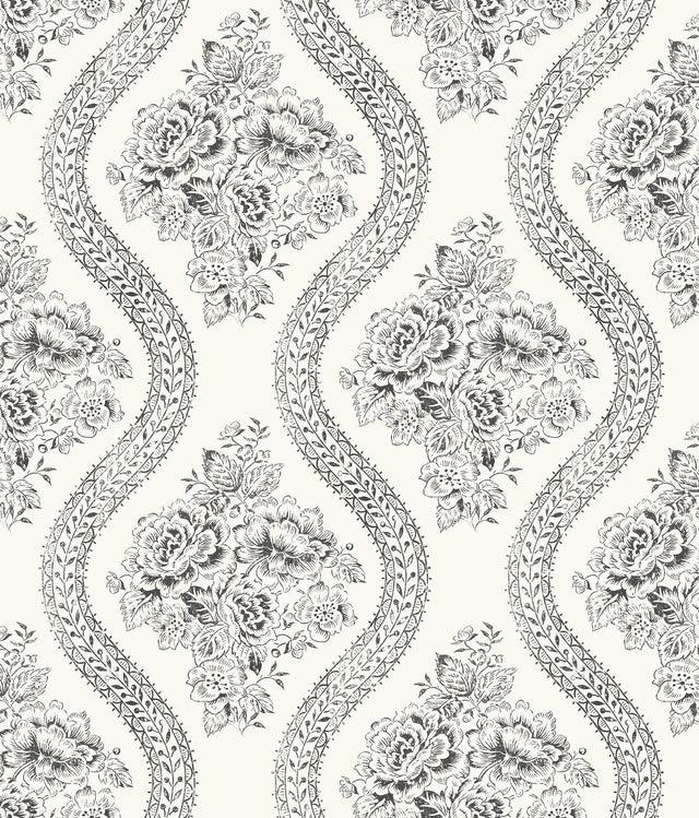 Magnolia Home Coverlet Floral Removable black/off white Wallpaper