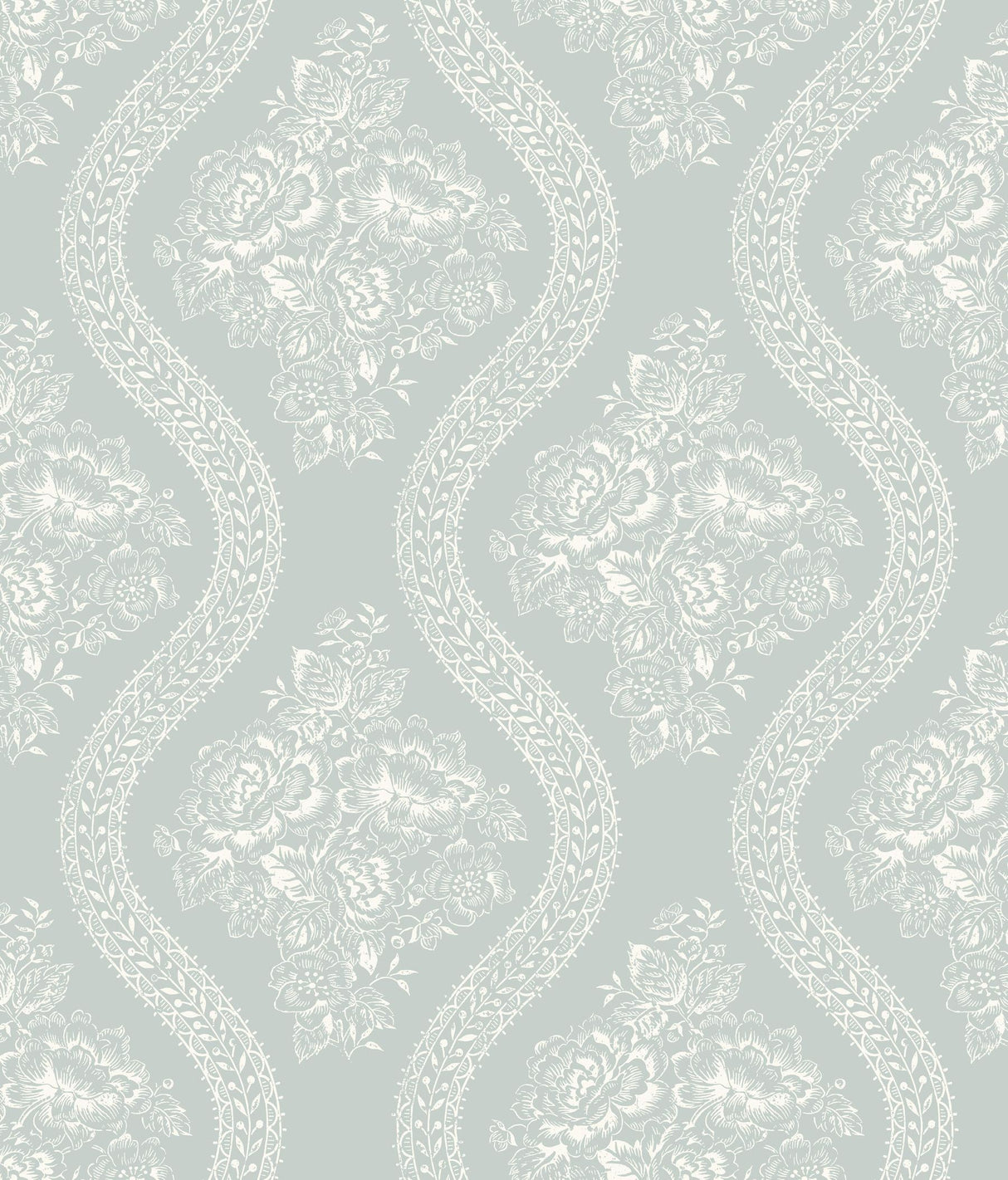 Magnolia Home Coverlet Floral Removable white/blue Wallpaper