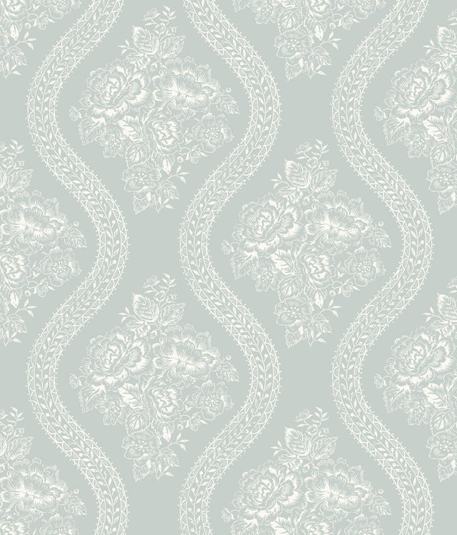 Magnolia Home Coverlet Floral Removable white/blue Wallpaper