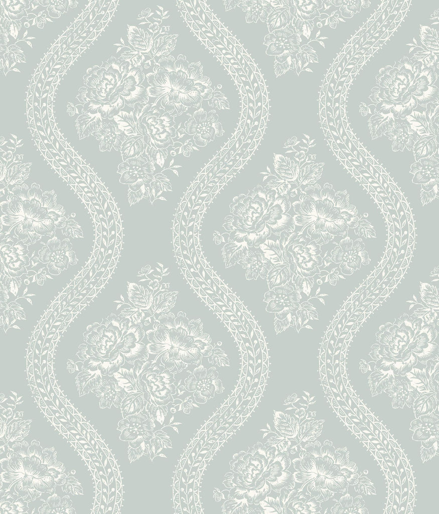 Magnolia Home Coverlet Floral Removable white/blue Wallpaper