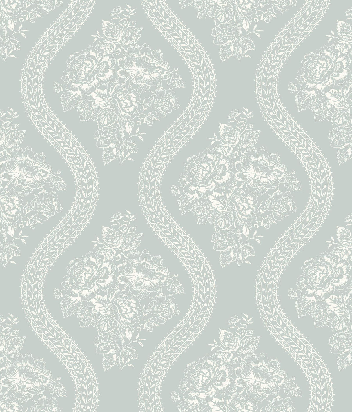 Magnolia Home Coverlet Floral Removable white/blue Wallpaper