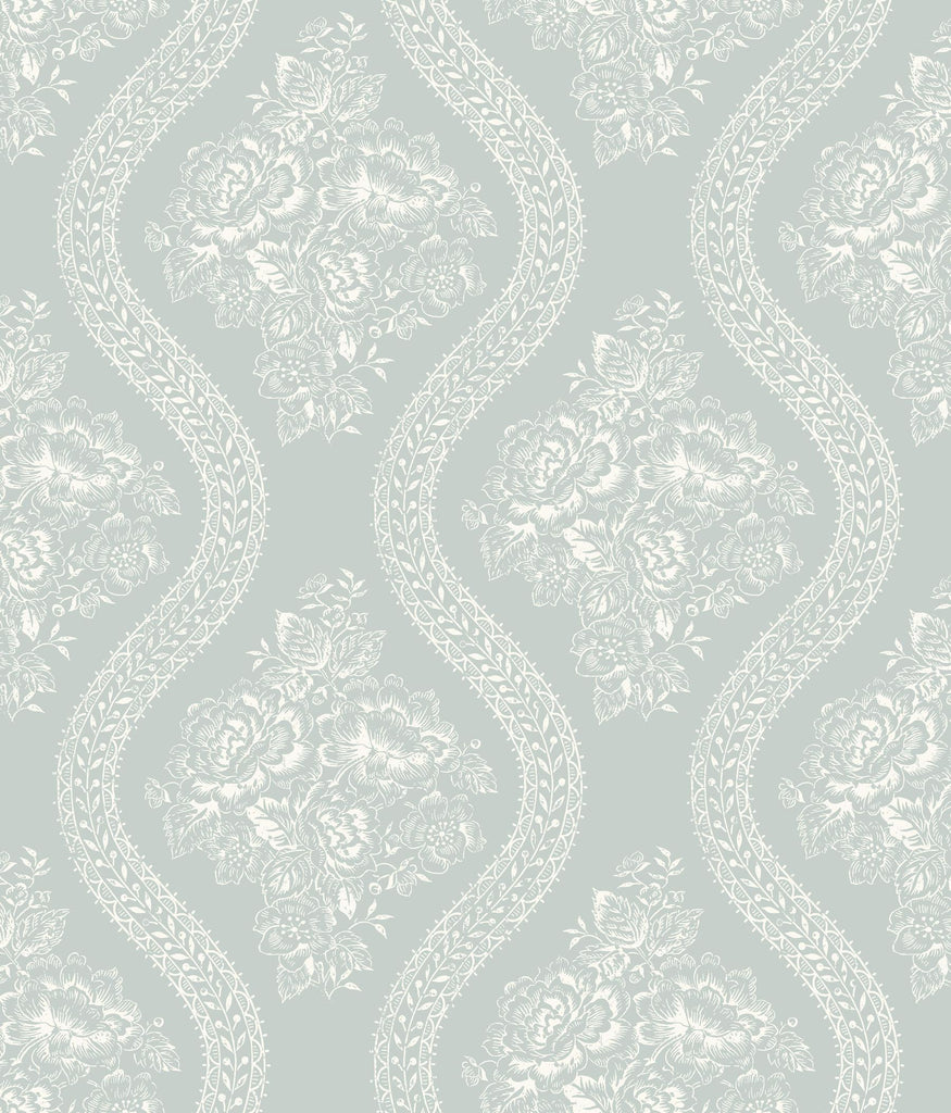 Magnolia Home Coverlet Floral Removable white/blue Wallpaper
