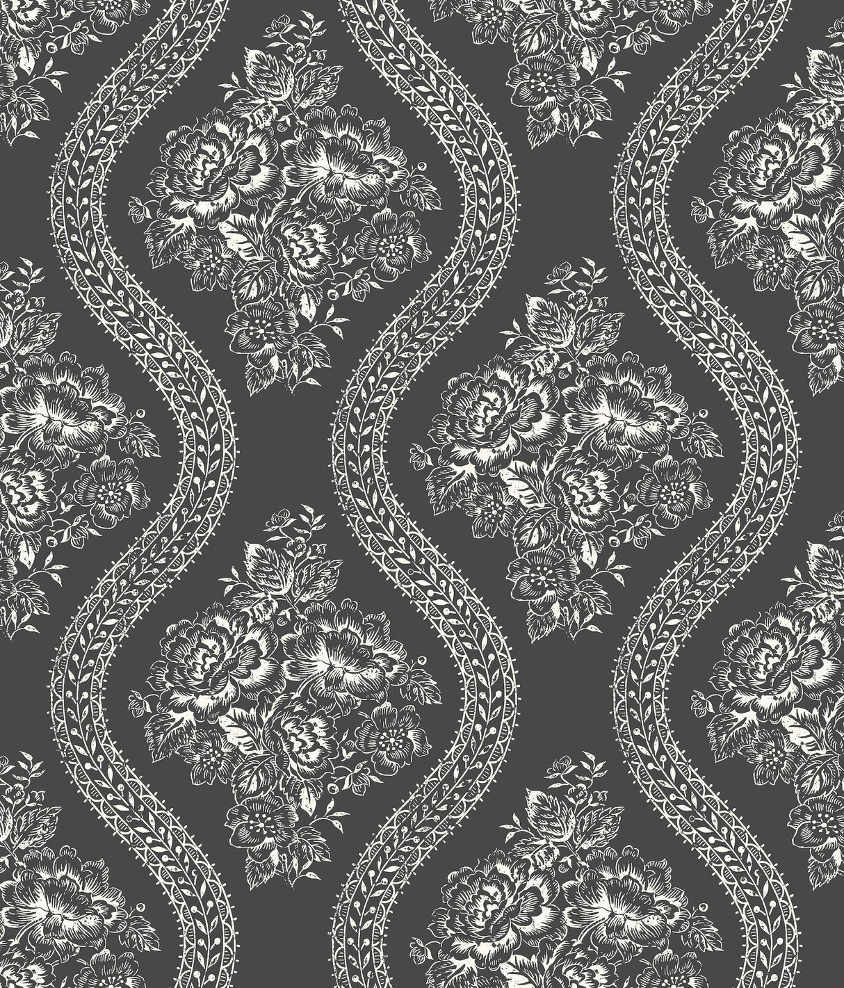 Magnolia Home Coverlet Floral Removable white/black Wallpaper