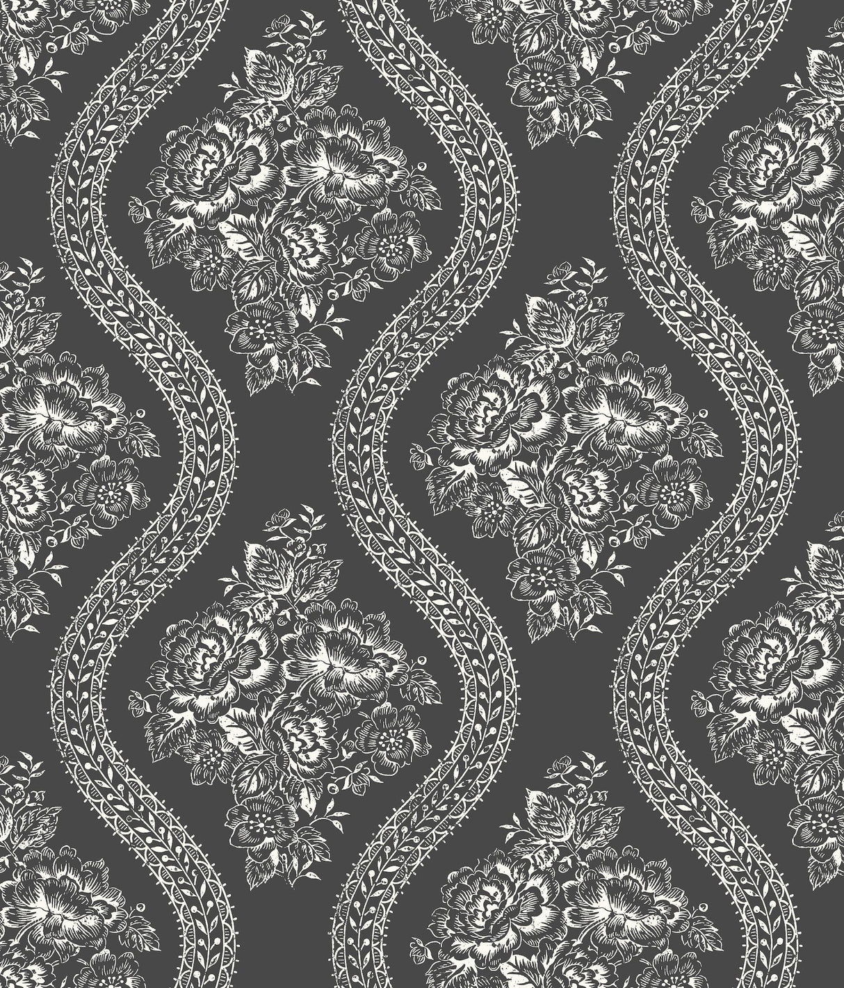 Magnolia Home Coverlet Floral Removable white/black Wallpaper