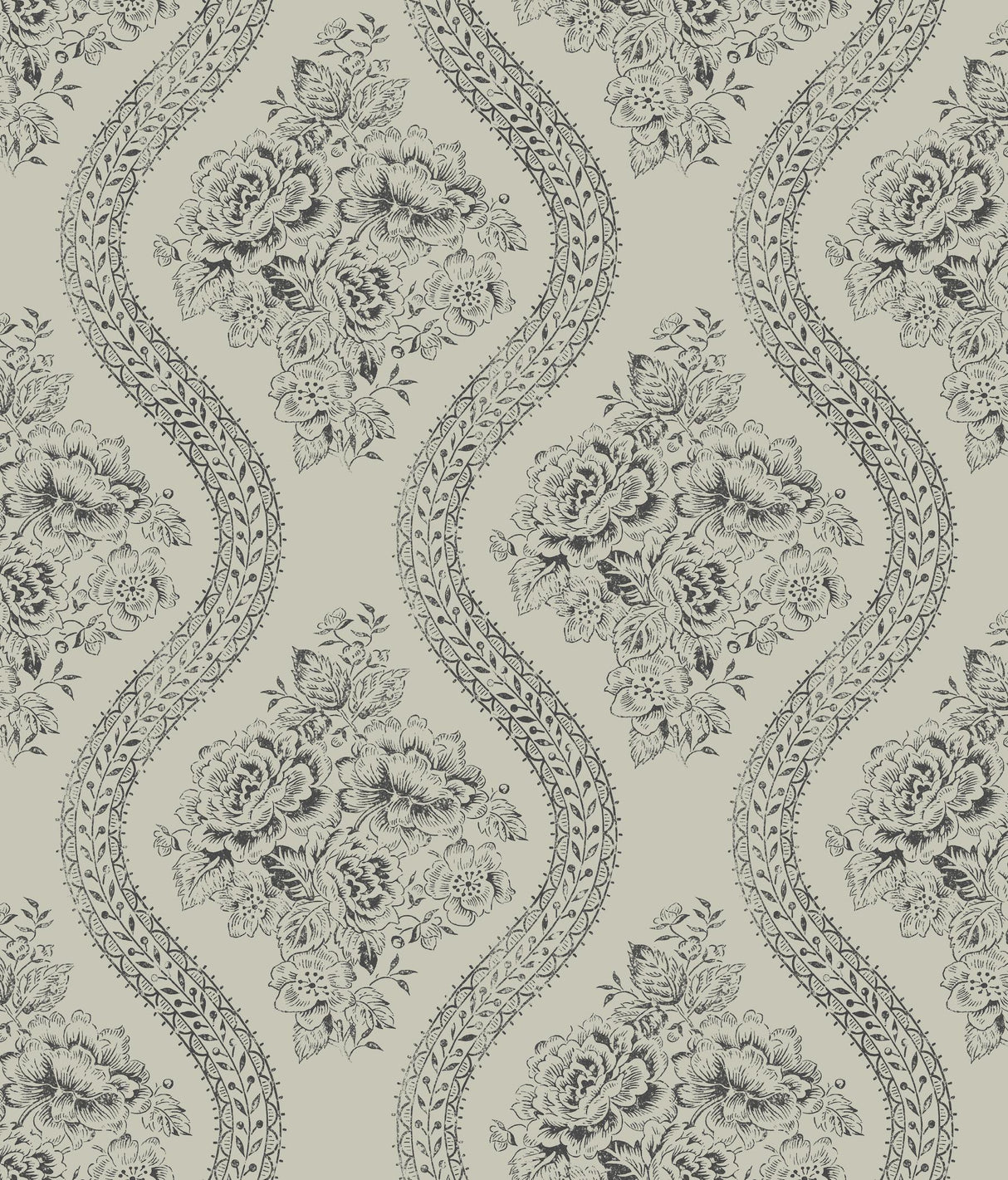 Magnolia Home Coverlet Floral Removable black/gray Wallpaper