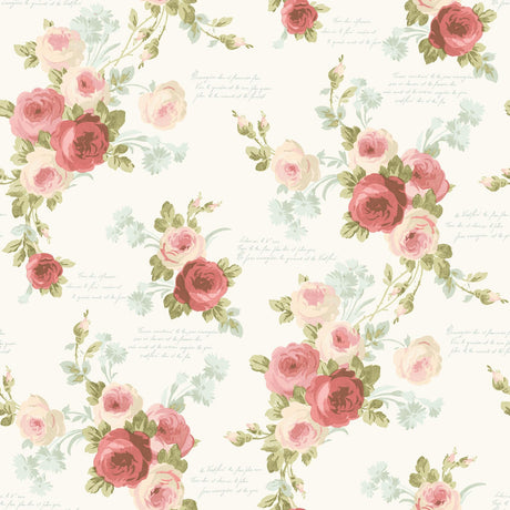 Magnolia Home Heirloom Rose Removable pink/blue Wallpaper