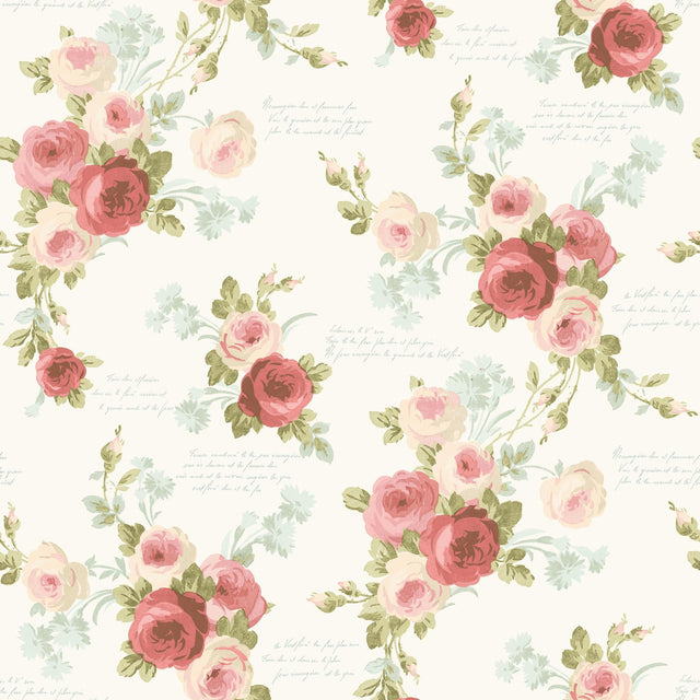 Magnolia Home Heirloom Rose Removable pink/blue Wallpaper