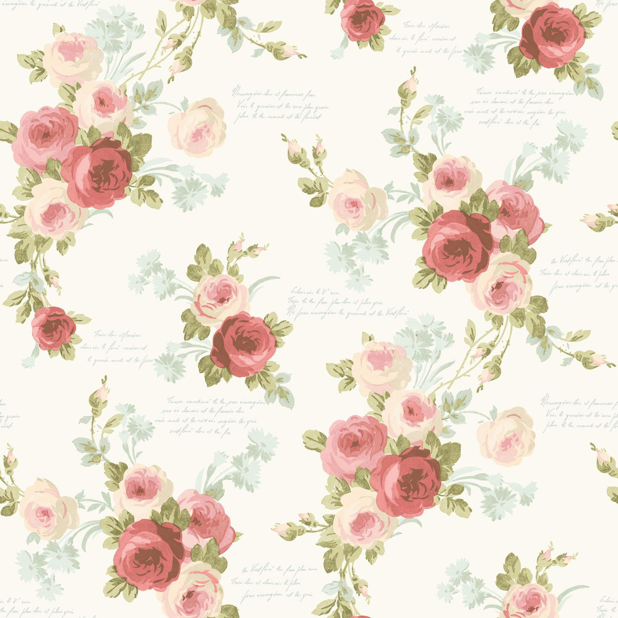Magnolia Home Heirloom Rose Removable pink/blue Wallpaper