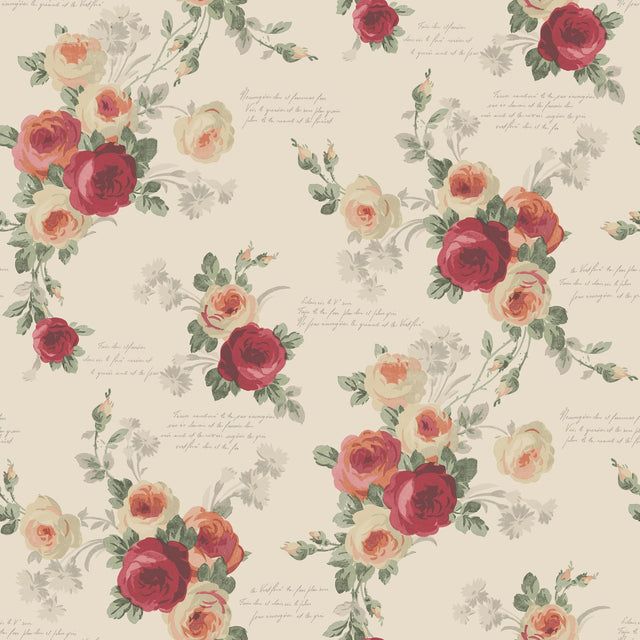 Magnolia Home Heirloom Rose Removable red/beige Wallpaper