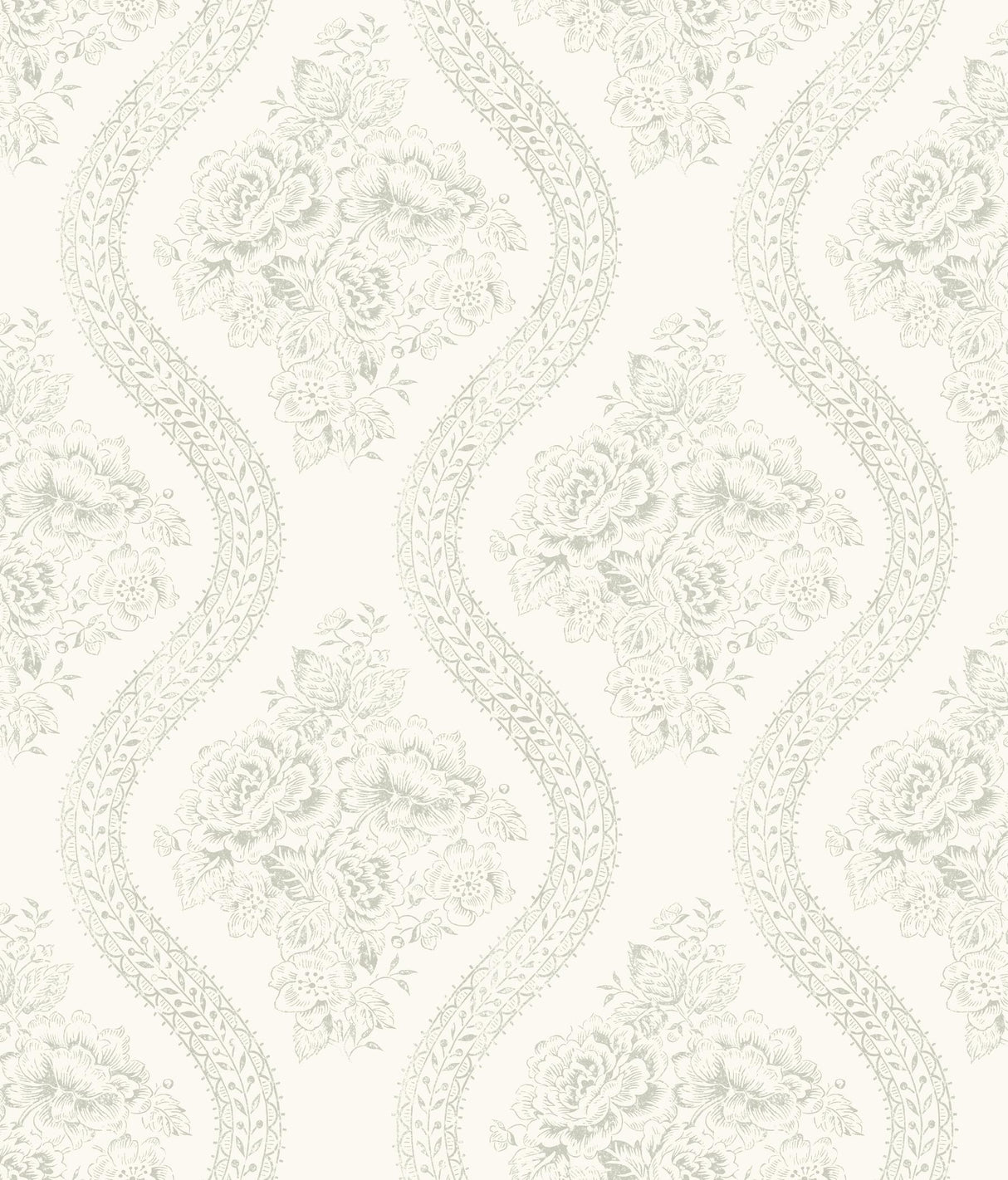 Magnolia Home Coverlet Floral Removable gray/off white Wallpaper