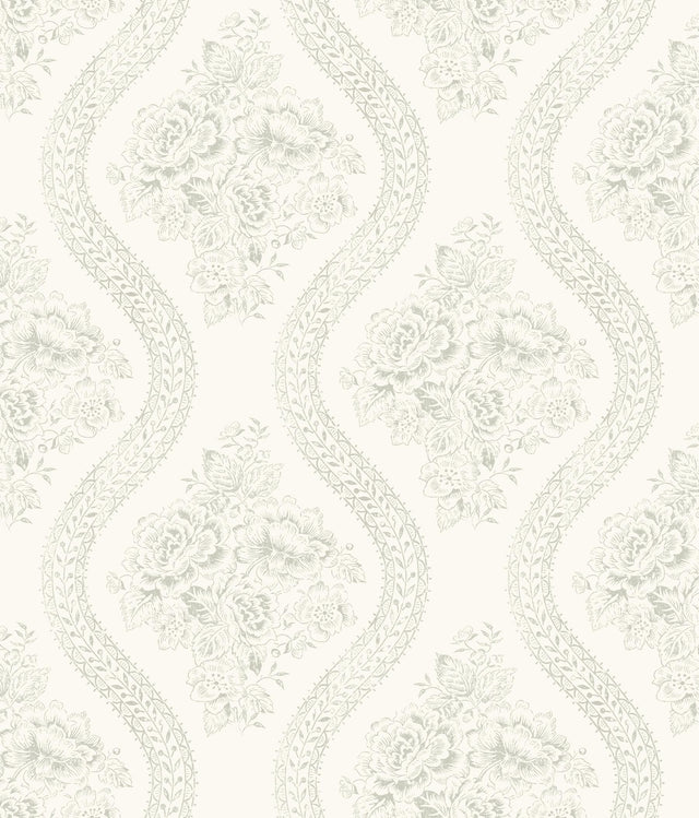 Magnolia Home Coverlet Floral Removable gray/off white Wallpaper