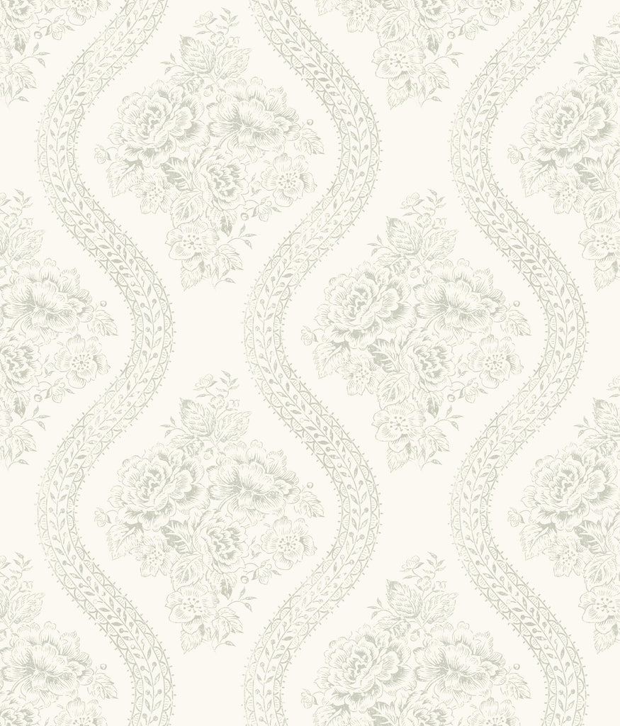 Magnolia Home Coverlet Floral Removable gray/off white Wallpaper