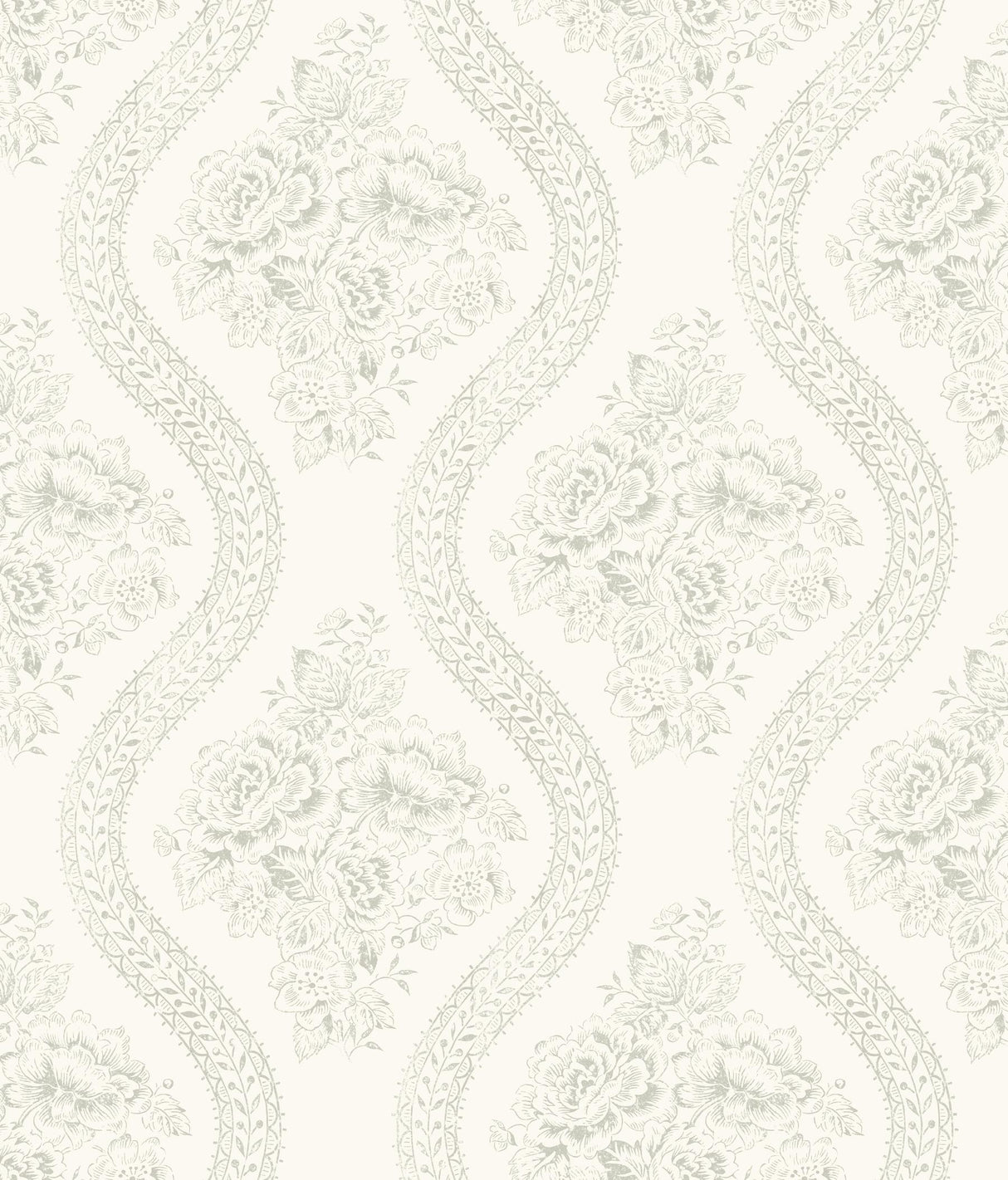 Magnolia Home Coverlet Floral Removable gray/off white Wallpaper