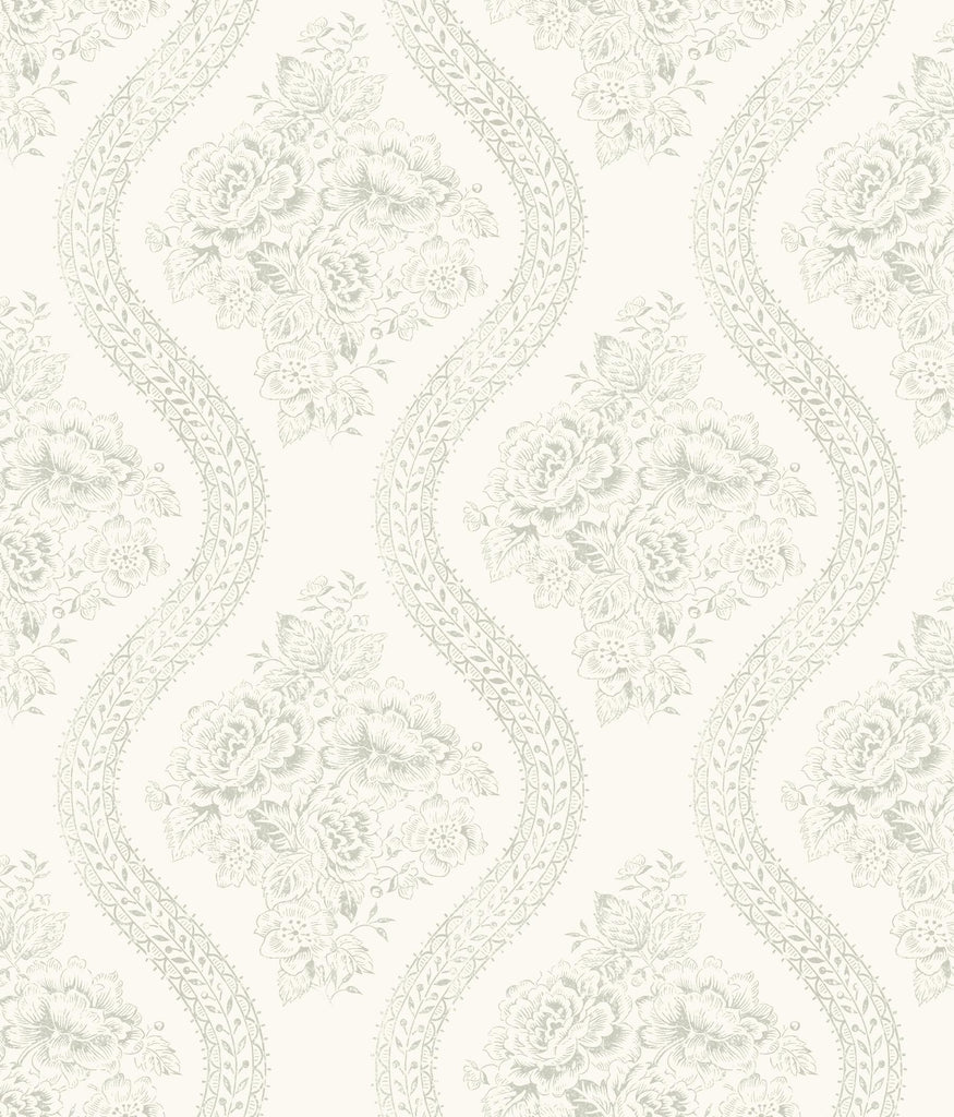 Magnolia Home Coverlet Floral Removable gray/off white Wallpaper