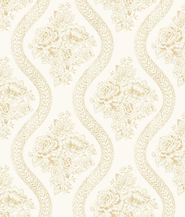 Magnolia Home Coverlet Floral Removable yellow/off white Wallpaper